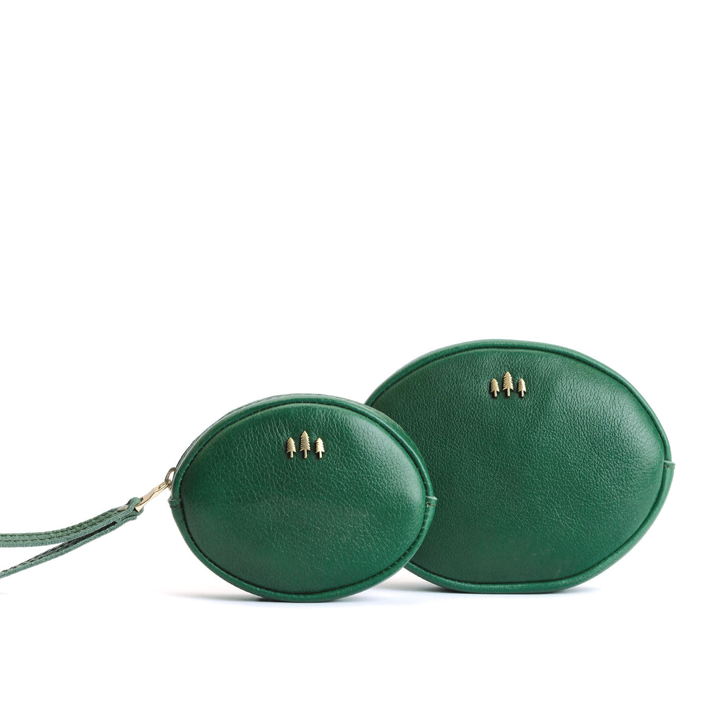 Bacalar | Small and large oval shaped pouches with zipper and wristlet strap