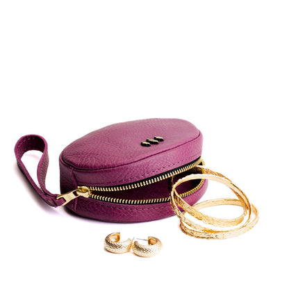 Iris*Small | Oval shaped pouch with zipper and wristlet strap