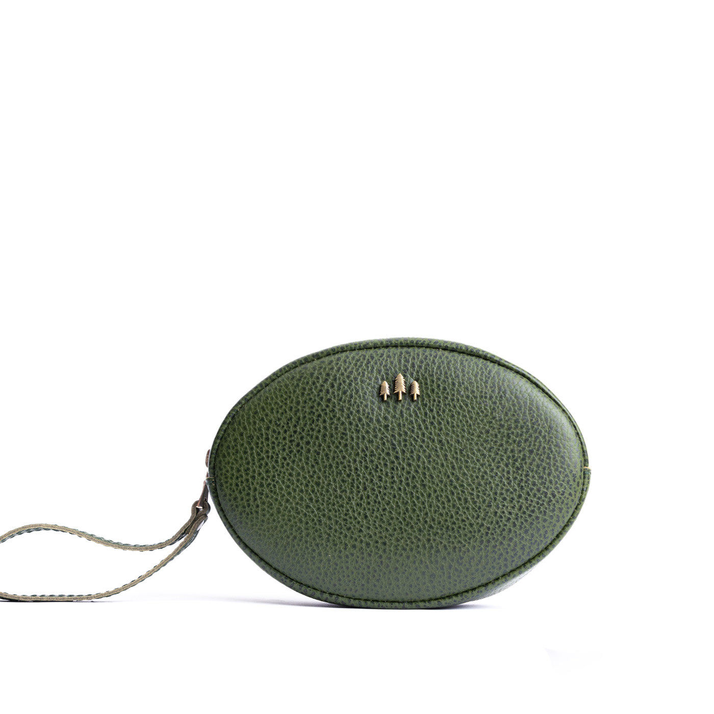 Avocado*Large | Oval shaped pouch with zipper and wristlet strap