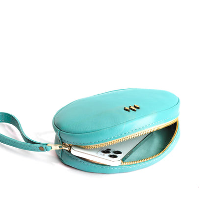 Optical*Large | Oval shaped pouch with zipper and wristlet strap