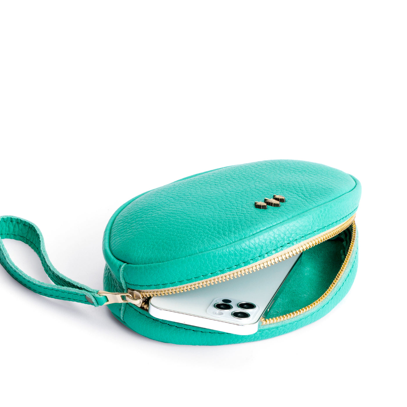 West Palm*Large | Oval shaped pouch with zipper and wristlet strap