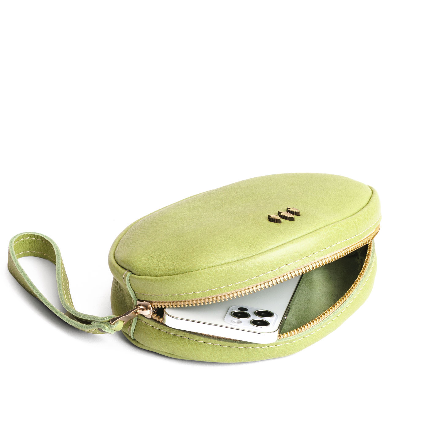 Sugar Snap*Large | Oval shaped pouch with zipper and wristlet strap
