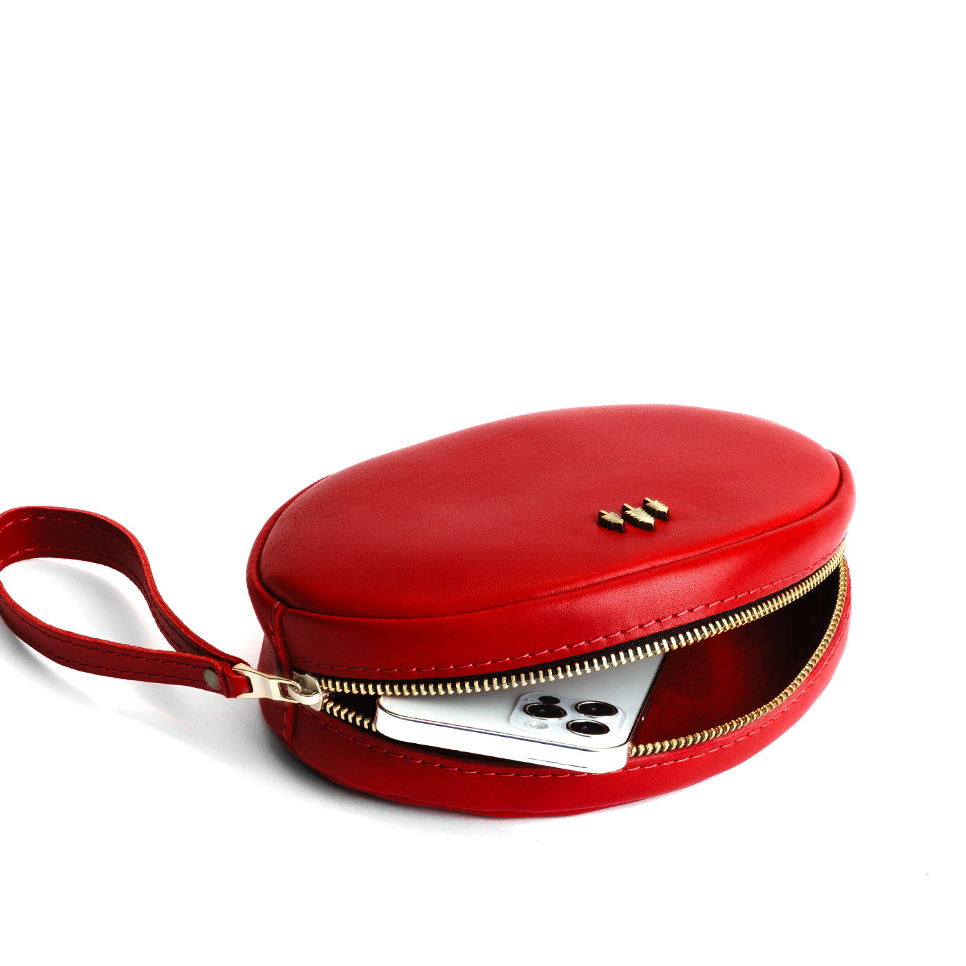 Ruby*Large | Oval shaped pouch with zipper and wristlet strap