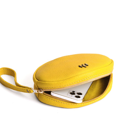 Naples*Large | Oval shaped pouch with zipper and wristlet strap