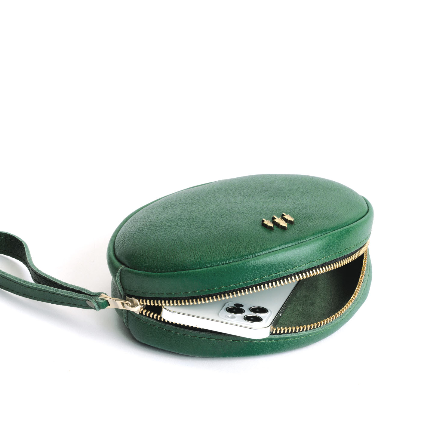 Bacalar*Large | Oval shaped pouch with zipper and wristlet strap