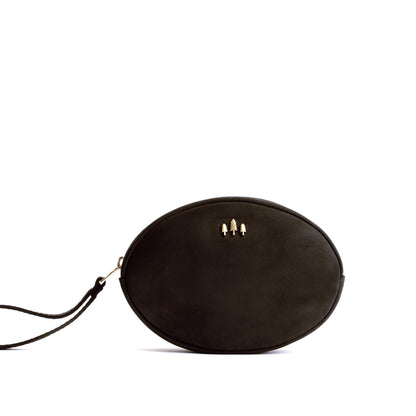 Shadow Black*Large | Oval shaped pouch with zipper and wristlet strap