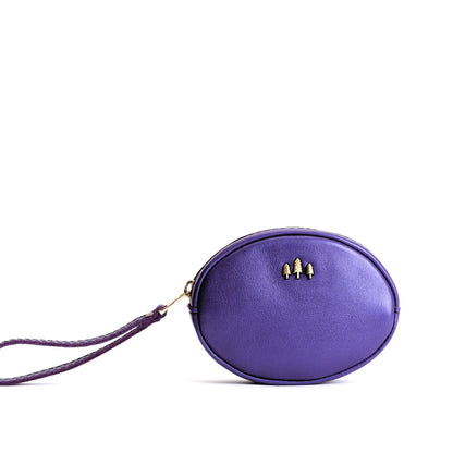 Amethyst*Small | Oval shaped pouch with zipper and wristlet strap