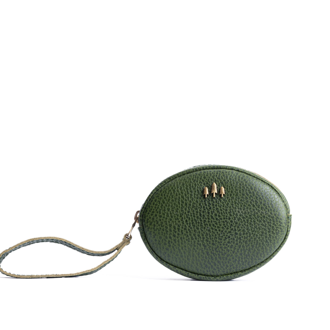 Avocado*Small | Oval shaped pouch with zipper and wristlet strap
