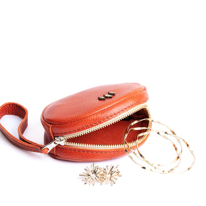 Koi*Small | Oval shaped pouch with zipper and wristlet strap