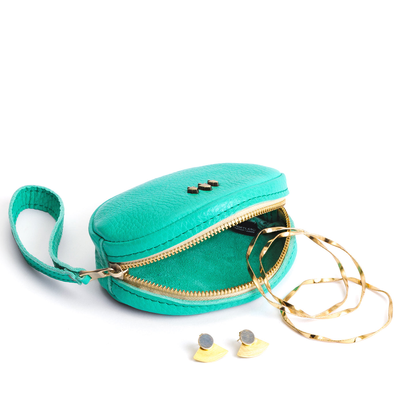 West Palm*Small | Oval shaped pouch with zipper and wristlet strap