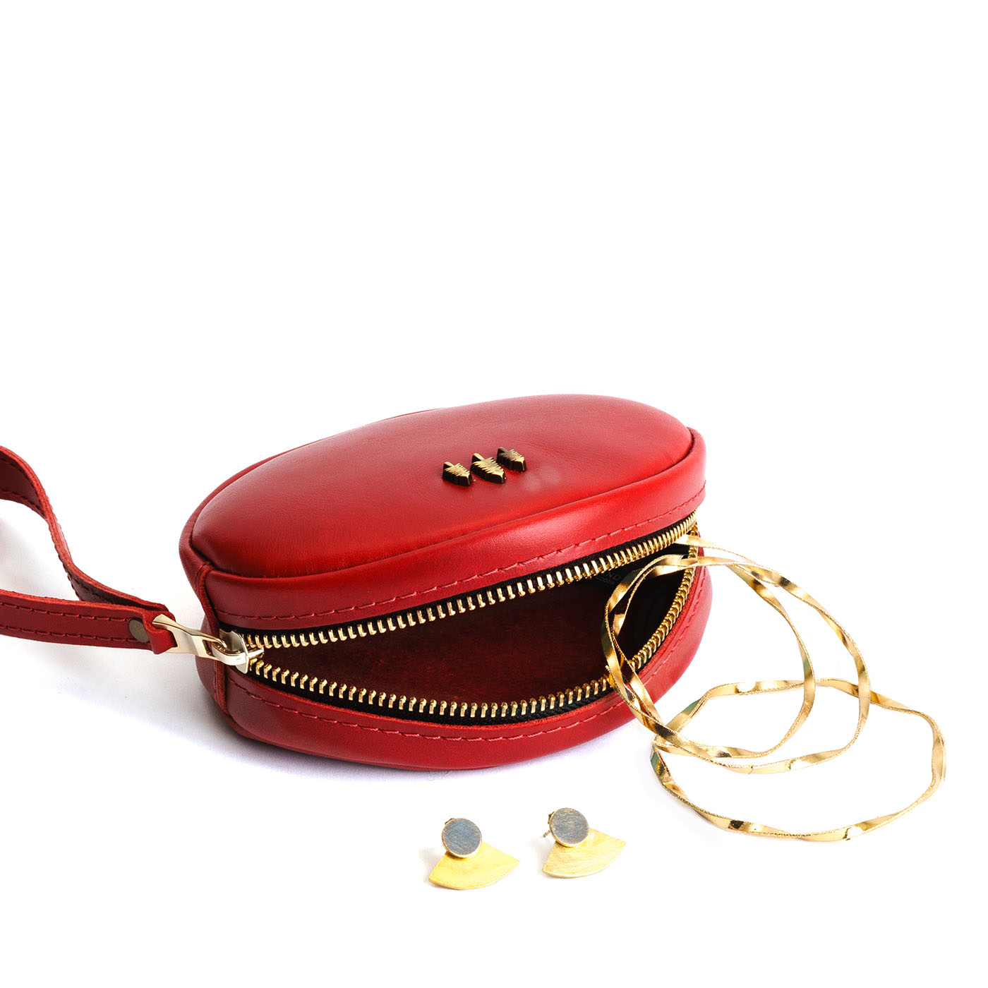 Ruby*Small | Oval shaped pouch with zipper and wristlet strap