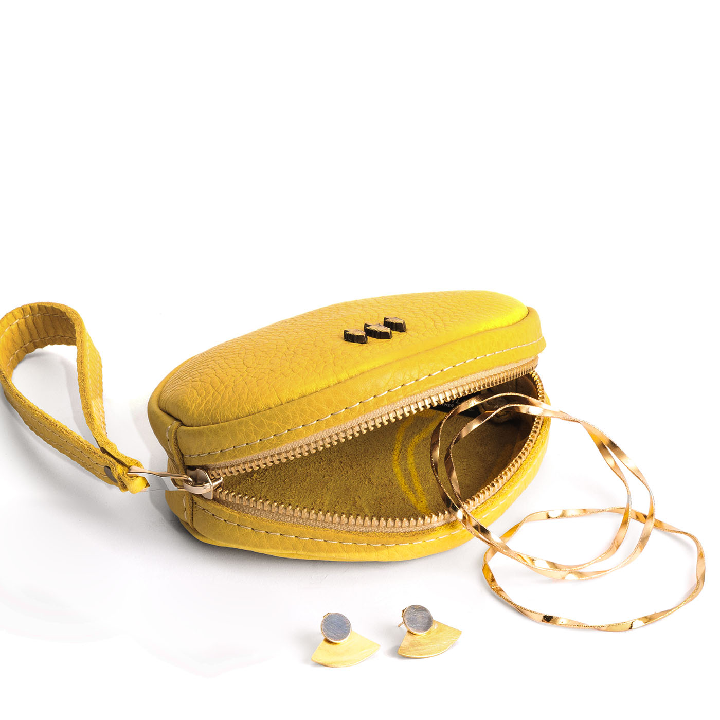 Naples*Small | Oval shaped pouch with zipper and wristlet strap