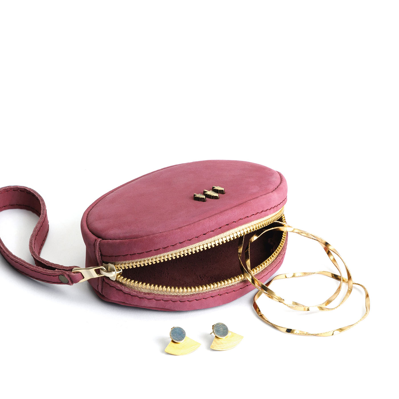 Foxglove*Small | Oval shaped pouch with zipper and wristlet strap