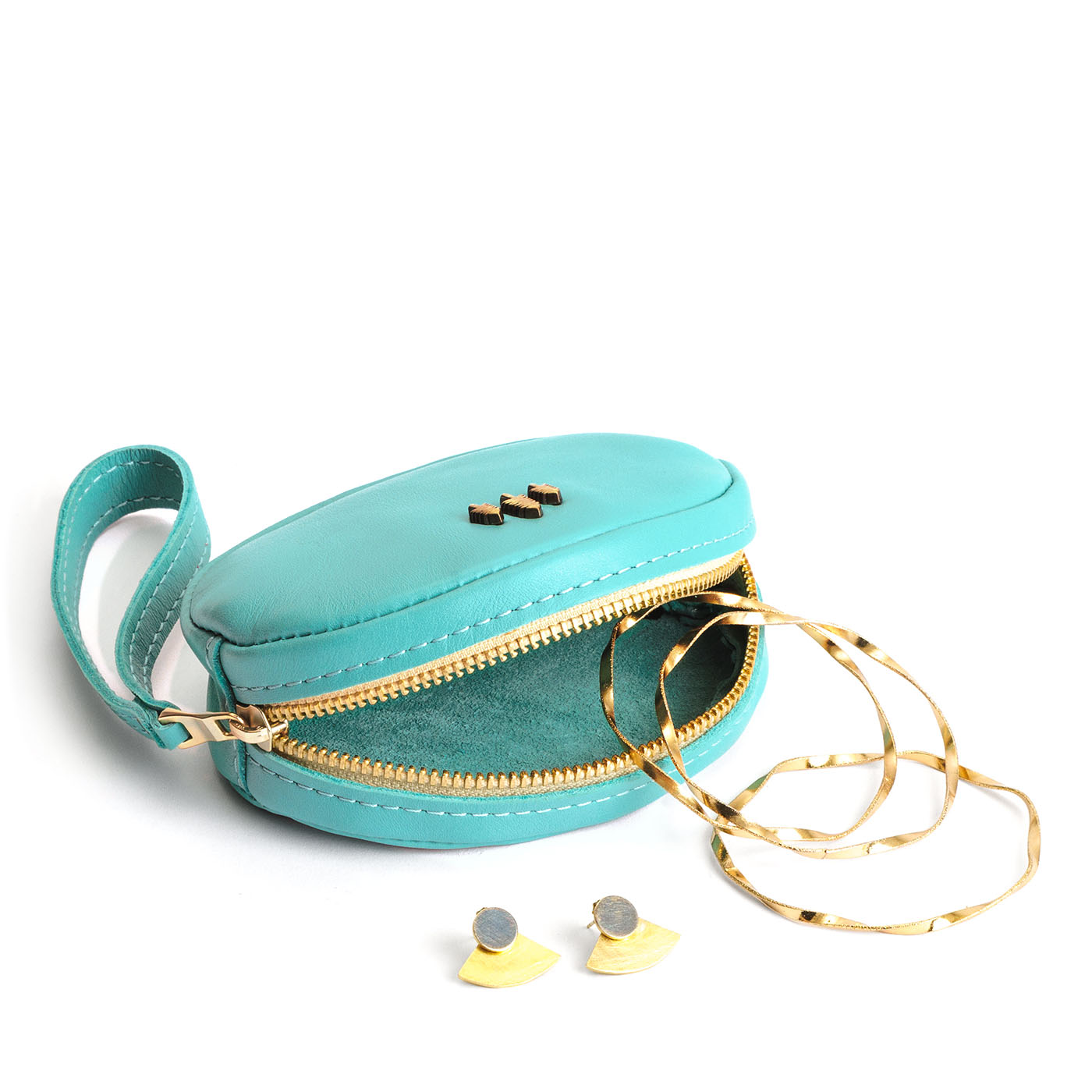 Optical*Small | Oval shaped pouch with zipper and wristlet strap