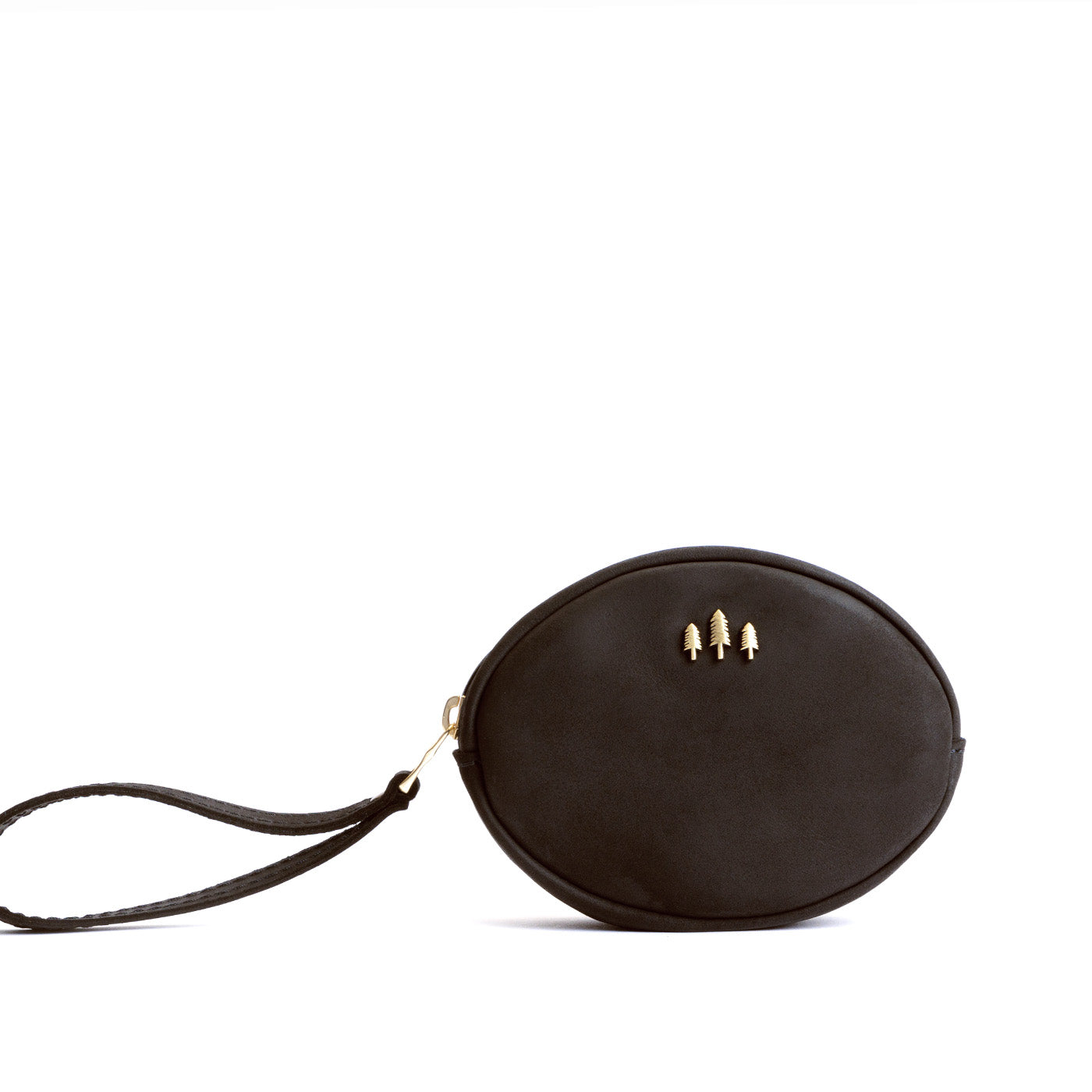 Shadow Black*Small | Oval shaped pouches with zipper and wristlet strap
