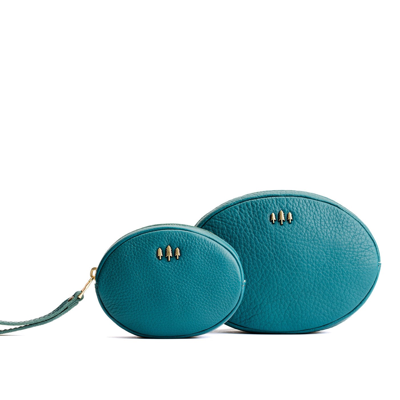Soul Blue | Small and large oval shaped pouches with zipper and wristlet strap