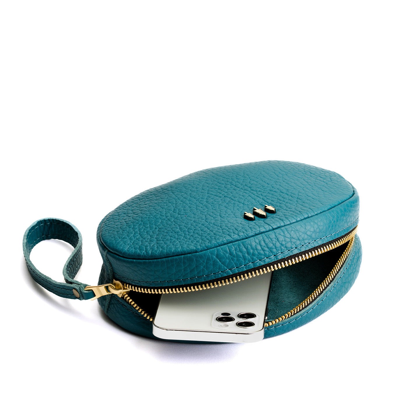 Soul Blue*Large | Oval shaped pouch with zipper and wristlet strap