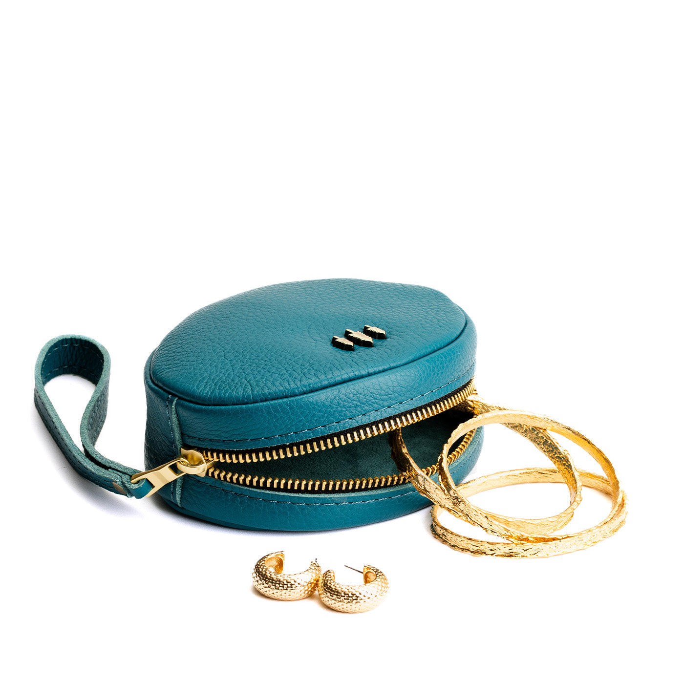 Soul Blue*Small | Oval shaped pouch with zipper and wristlet strap