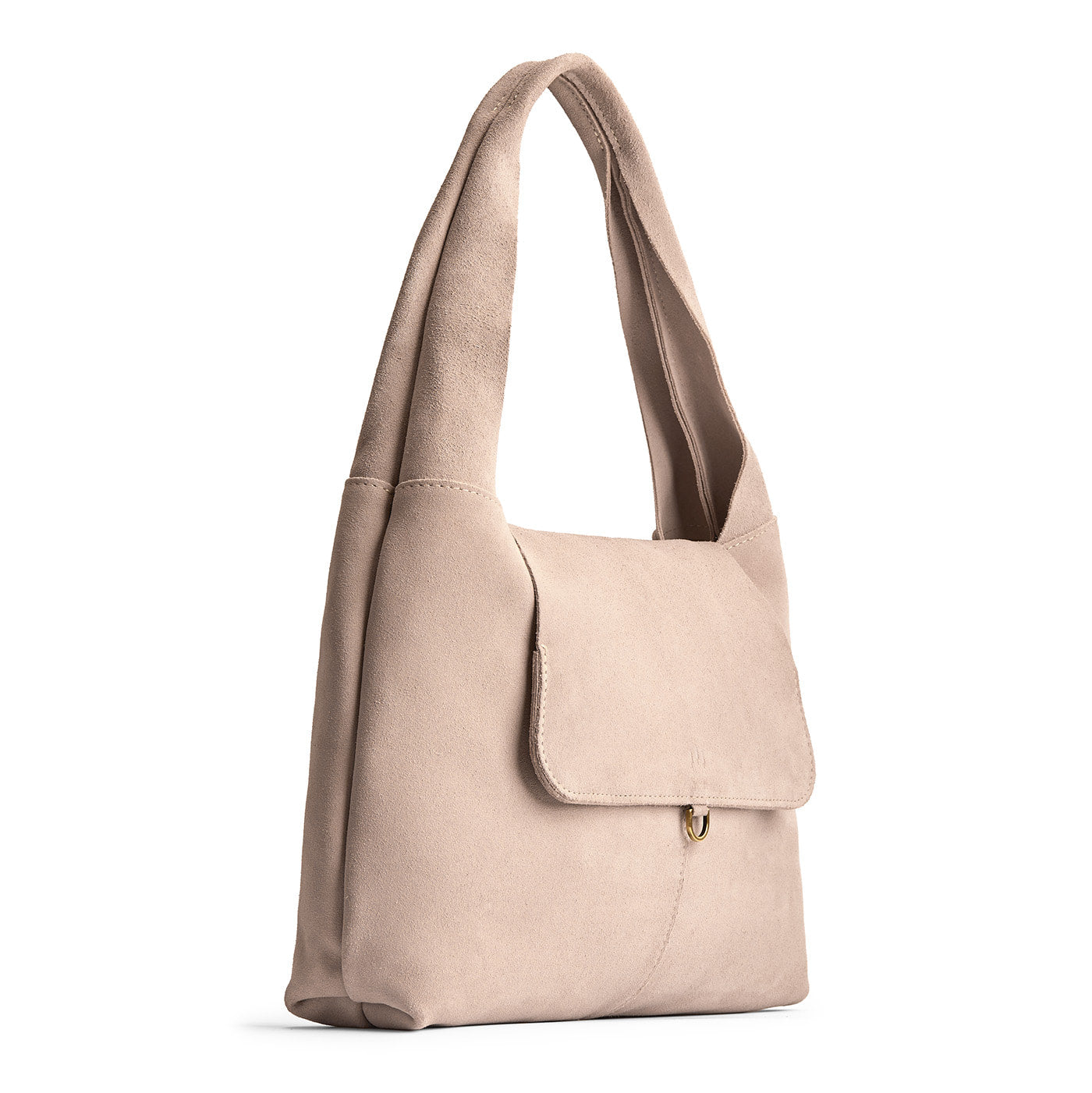 Taupe*Large | Slouchy triangle shaped shoulder bag with a flap