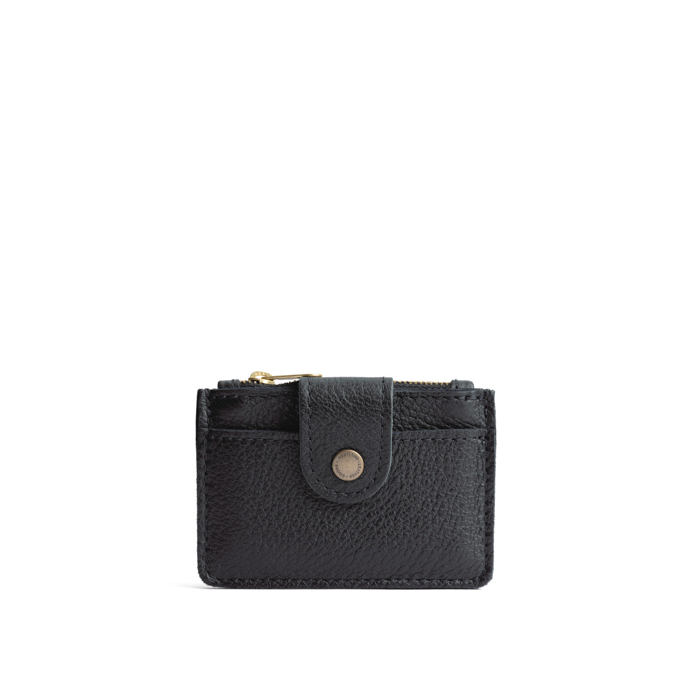 Pebbled--black | Compact wallet with snap closure and zippered pouch