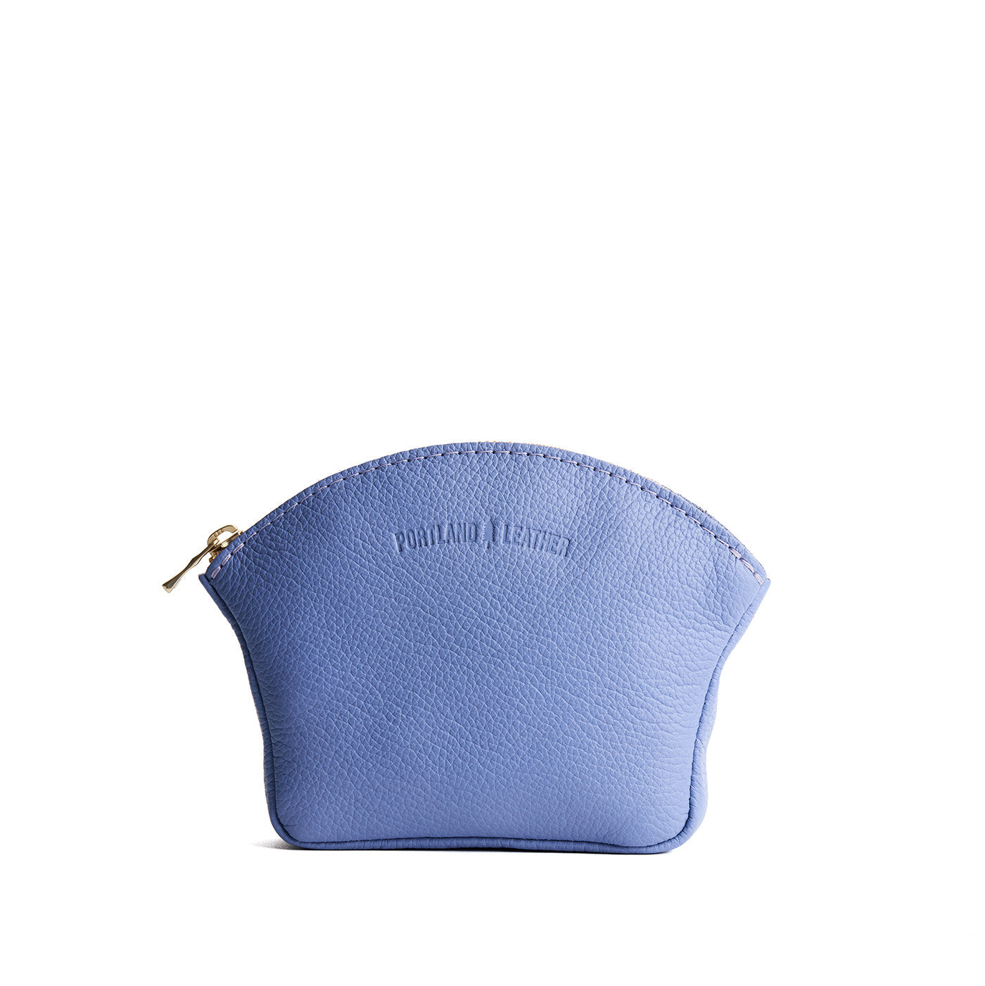Aster*Large | Seashell shaped leather makeup bag with curved top zipper and flat bottom