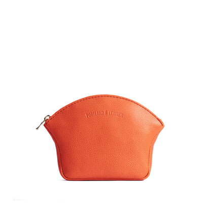 Koi*Large | Seashell shaped leather makeup bag with curved top zipper and flat bottom