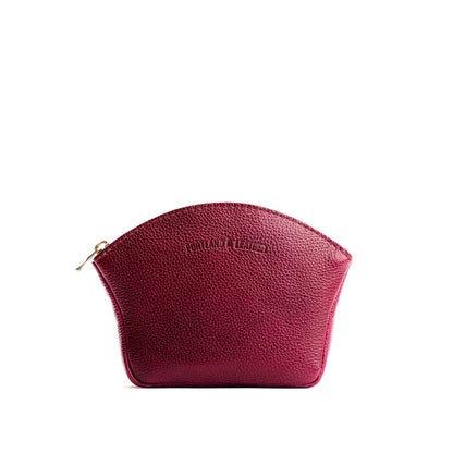Orchid*Large | Seashell shaped leather makeup bag with curved top zipper and flat bottom