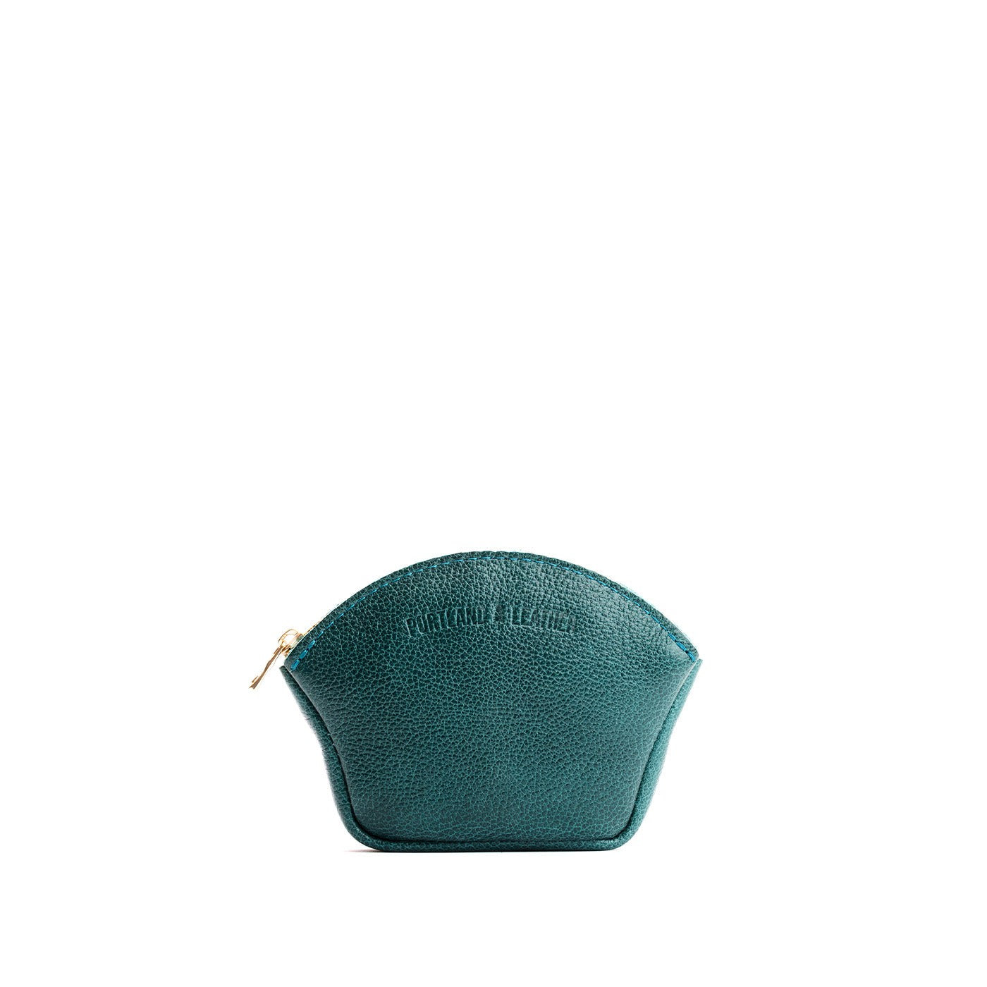 Sea Glass*Small | Seashell shaped leather makeup bag with curved top zipper and flat bottom