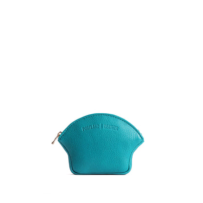 Baja*Small | Seashell shaped leather makeup bag with curved top zipper and flat bottom