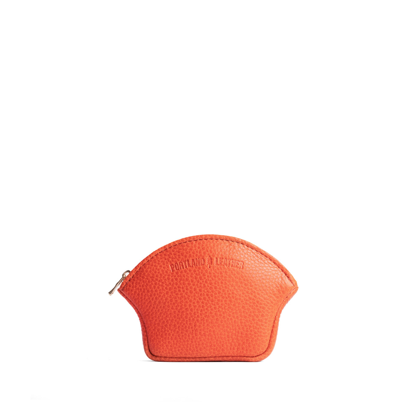 Koi*Small | Seashell shaped leather makeup bag with curved top zipper and flat bottom