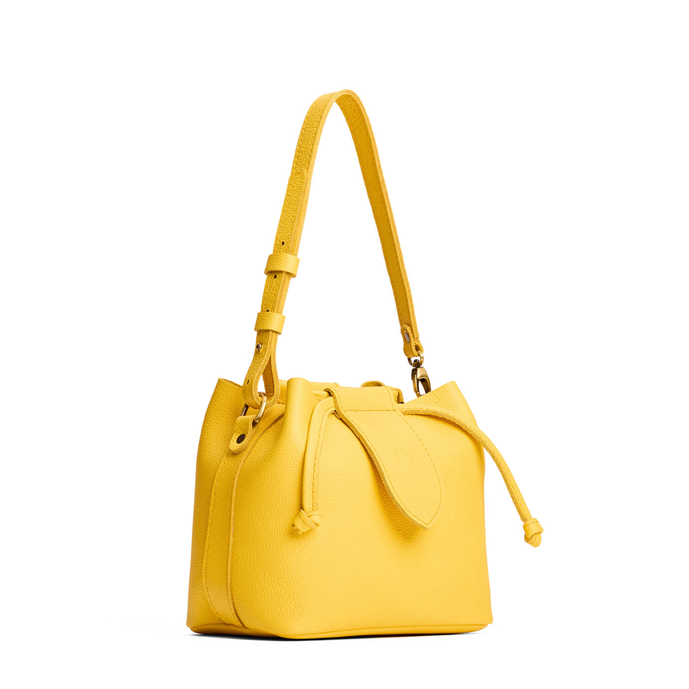 Canary*Small | Symmetrical leather bag with leather drawstring closure and adjustable shoulder strap