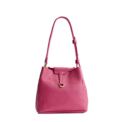 Wild Rose*Small | Symmetrical leather bag with leather drawstring closure and adjustable shoulder strap