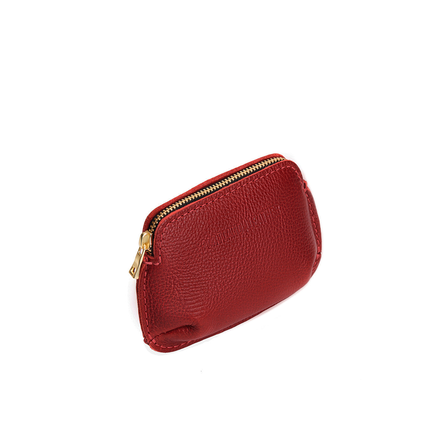 Chili Red*Small | Small pouch with top zipper and curved edges