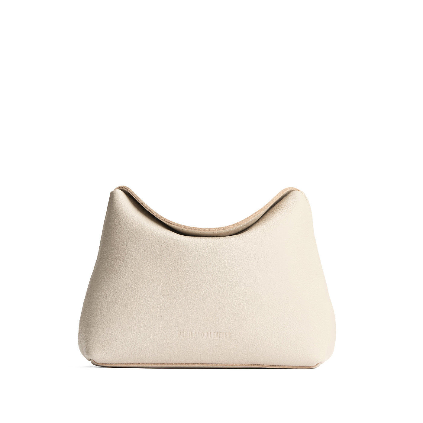 Pebbled Bone | Leather pouch with a folded magnetic closure