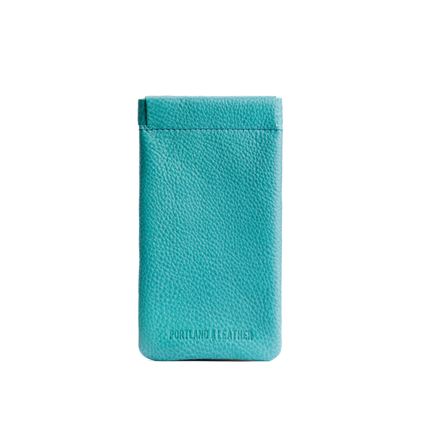 Seafoam | Leather glasses case with hidden metal spring closure