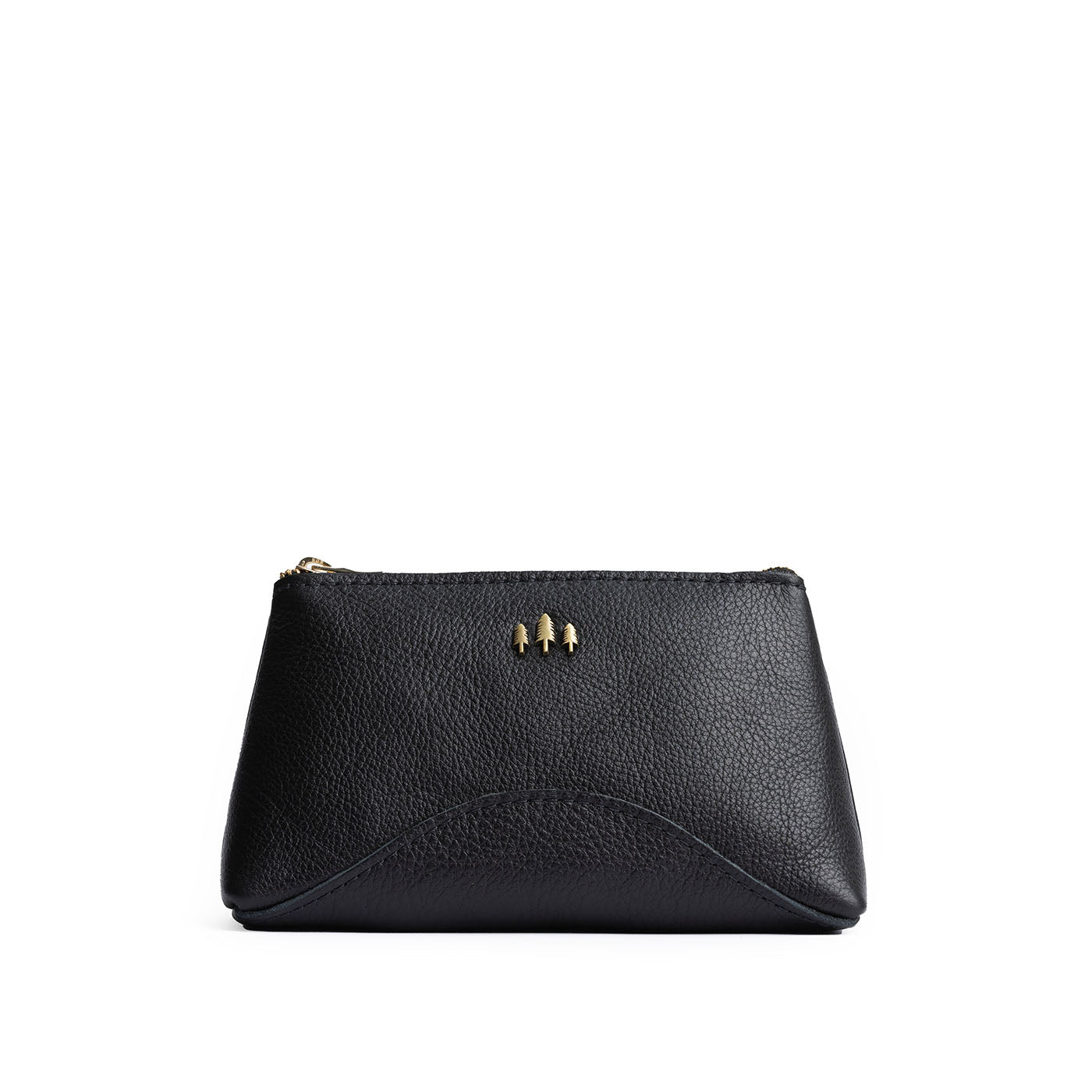 Pebbled--black | Rectangular makeup bag pouch with top zipper