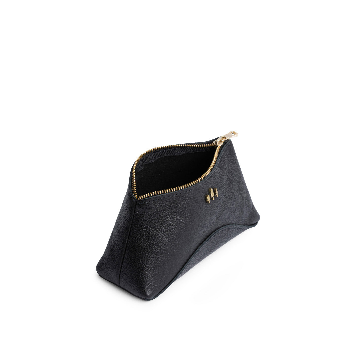 Pebbled--black | Rectangular makeup bag pouch with top zipper