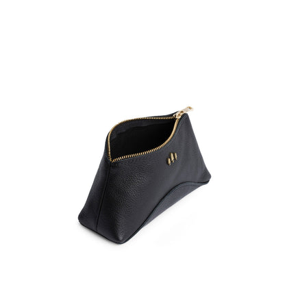 Pebbled--black | Rectangular makeup bag pouch with top zipper