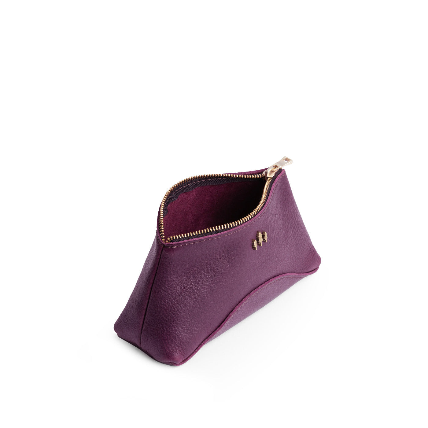 Plum | Rectangular makeup bag pouch with top zipper