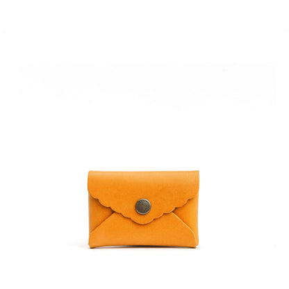 Sunflower | Small leather card wallet with scalloped edge