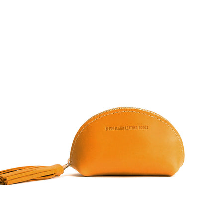 Sunflower | Small leather zippered pouch with tassel
