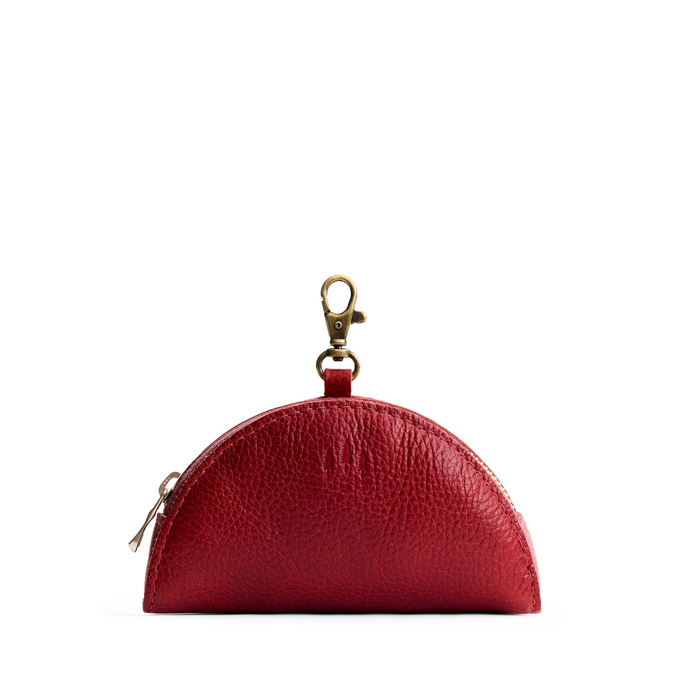 Chili Red | Small half-moon shaped keychain pouch with zipper closure