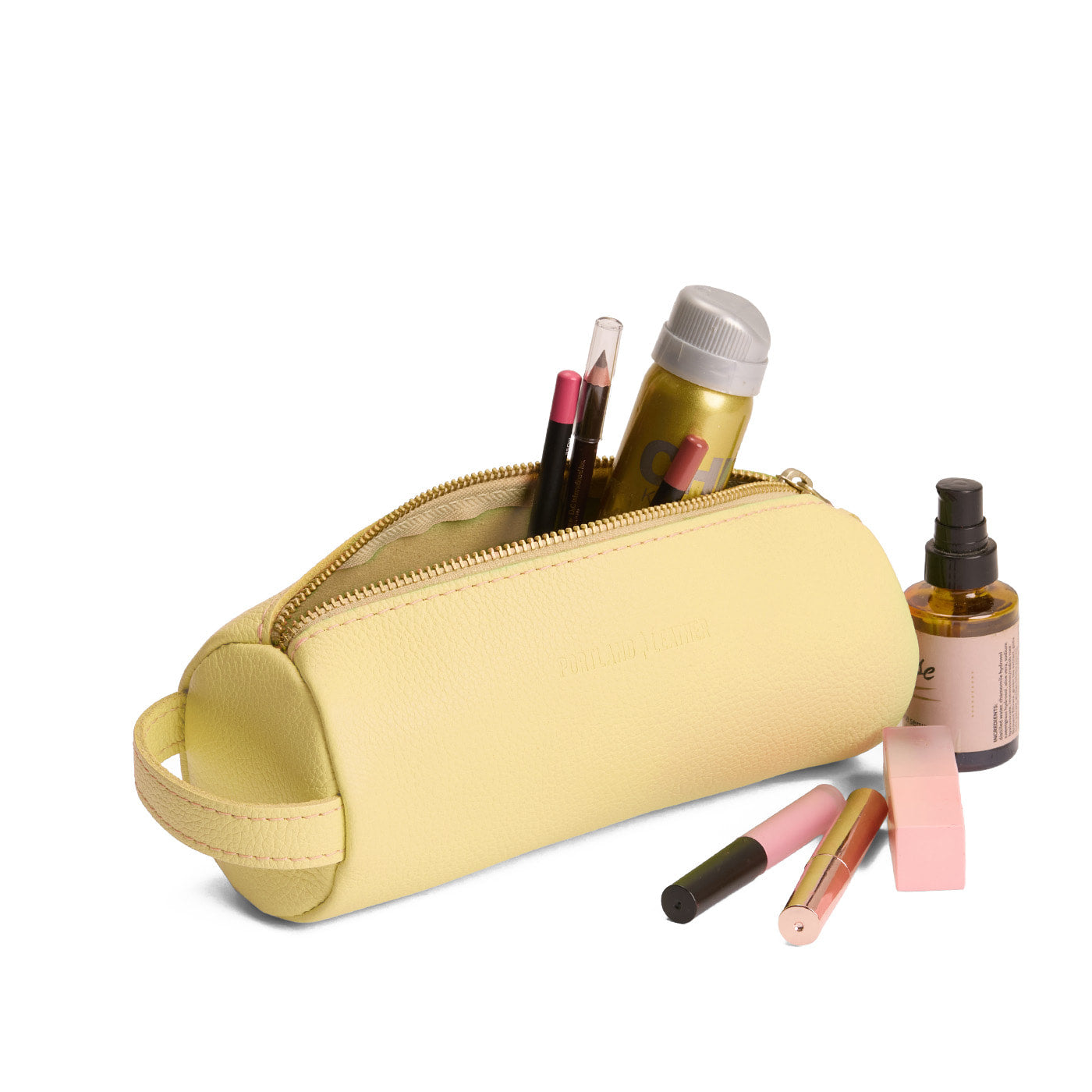 Butter Bliss | Cylindrical leather pouch with zipper and handle
