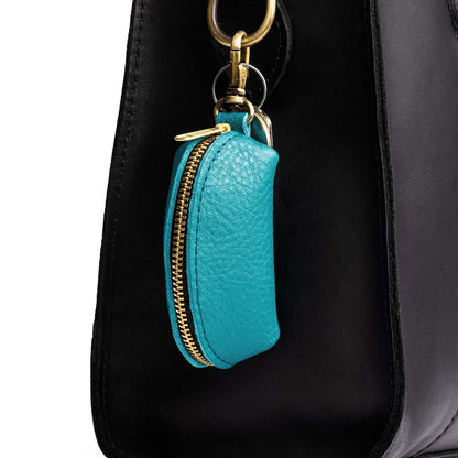 Baja | Taco shaped leather pouch with zipper and swivel lobster clasp on bag