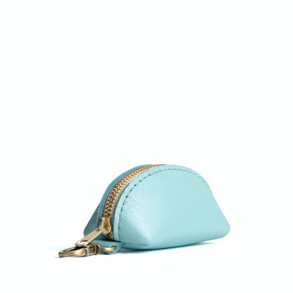 Cabo | Taco shaped leather pouch with zipper and swivel lobster clasp on white background