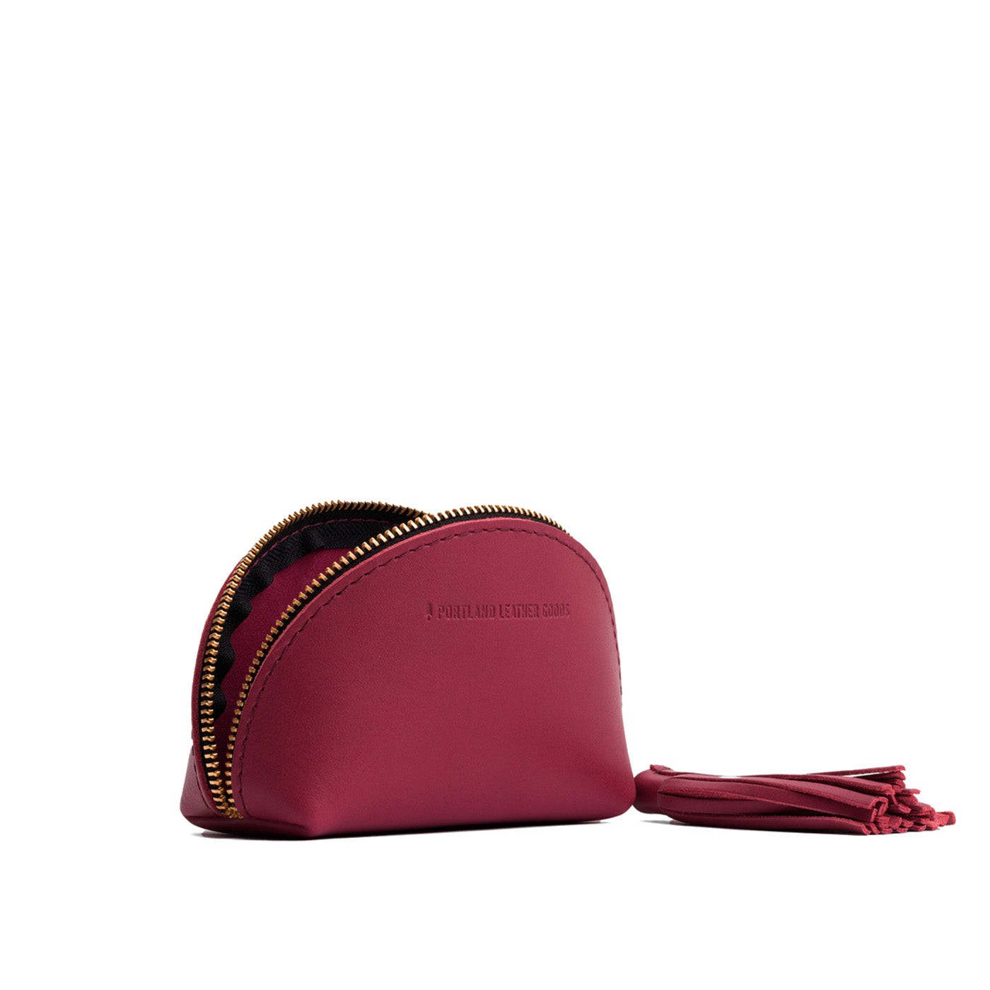 Berry Good | Small leather zippered pouch with tassel