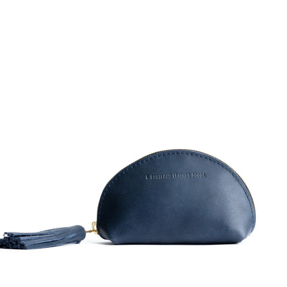 Midnight | Small leather zippered pouch with tassel