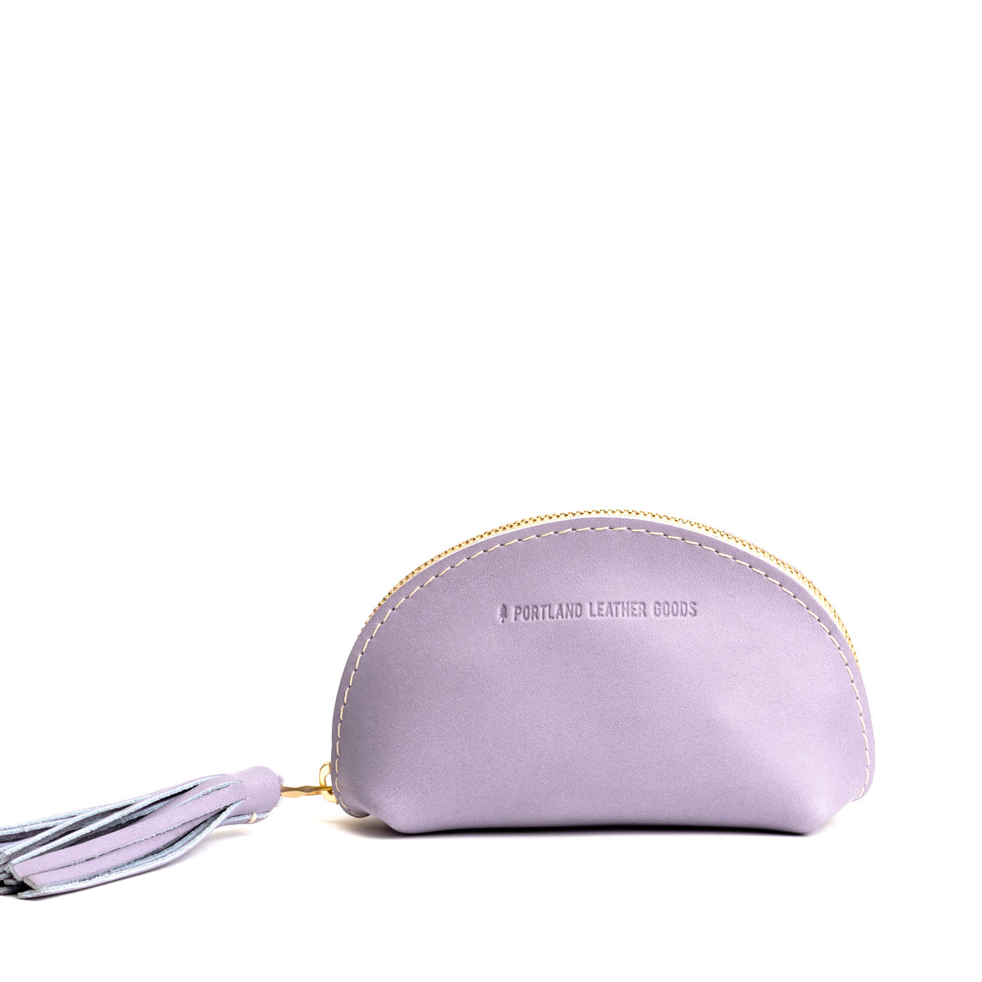 Lavender | Small leather zippered pouch with tassel