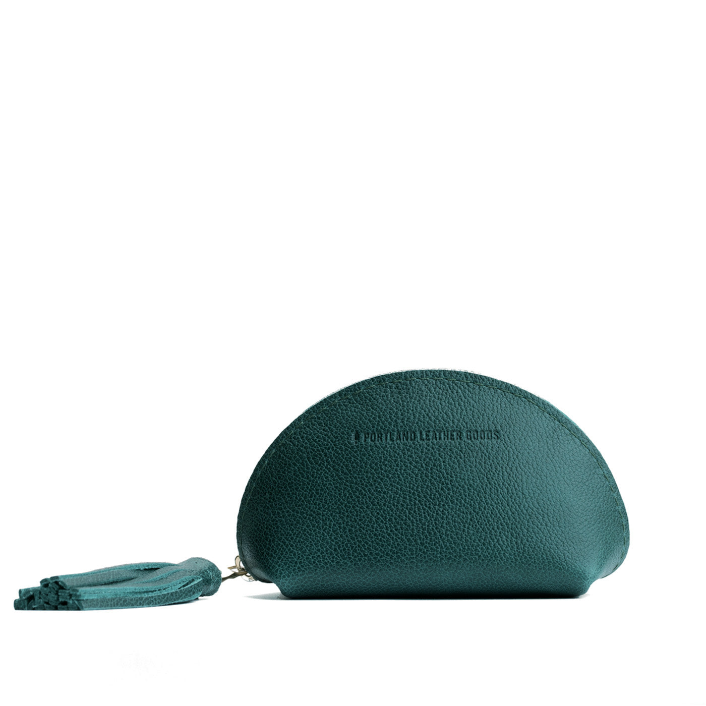 Sea Glass | Small leather zippered pouch with tassel