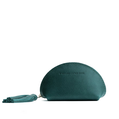 Sea Glass | Small leather zippered pouch with tassel
